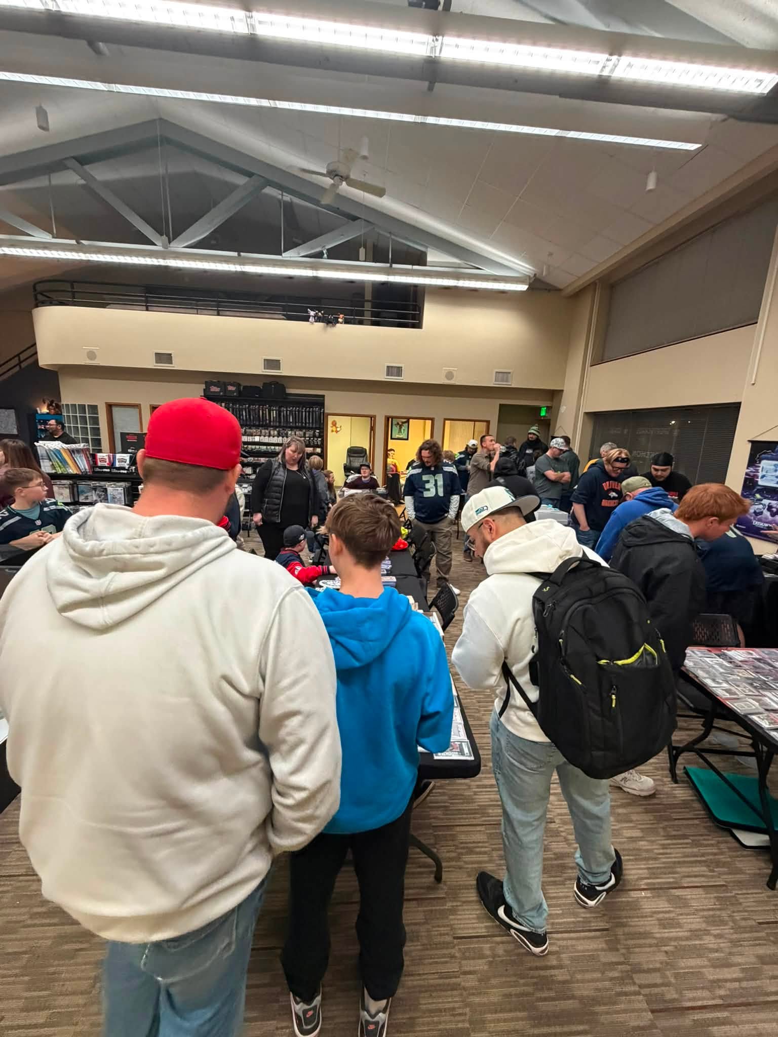 A crowd of sports-card collectors gathered for an event
